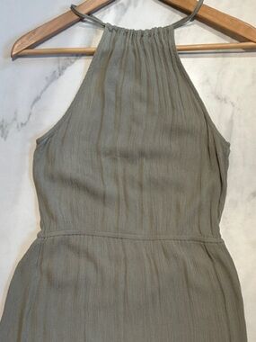 Sage Green Maxi Dress with Halter neck and subtle texture